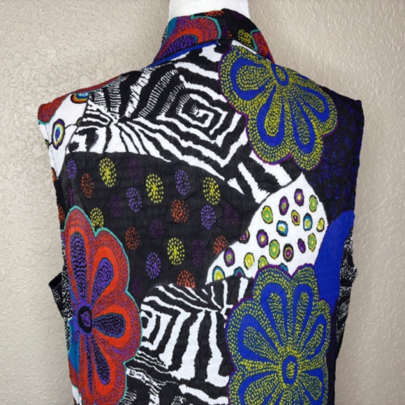 Pleats Collection Red Purple Art To Wear Open Front Cardigan Vest Womens Size XL - Picture 3 of 9